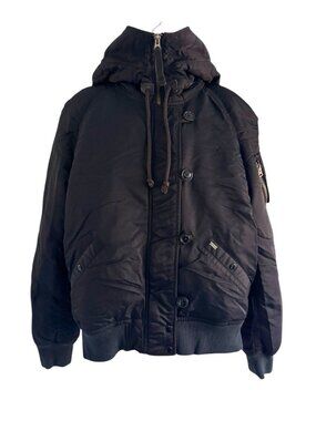 VTG Denim & Supply Ralph Lauren Woman's Sz XL Black Snorkel Flight Bomber Jacket
